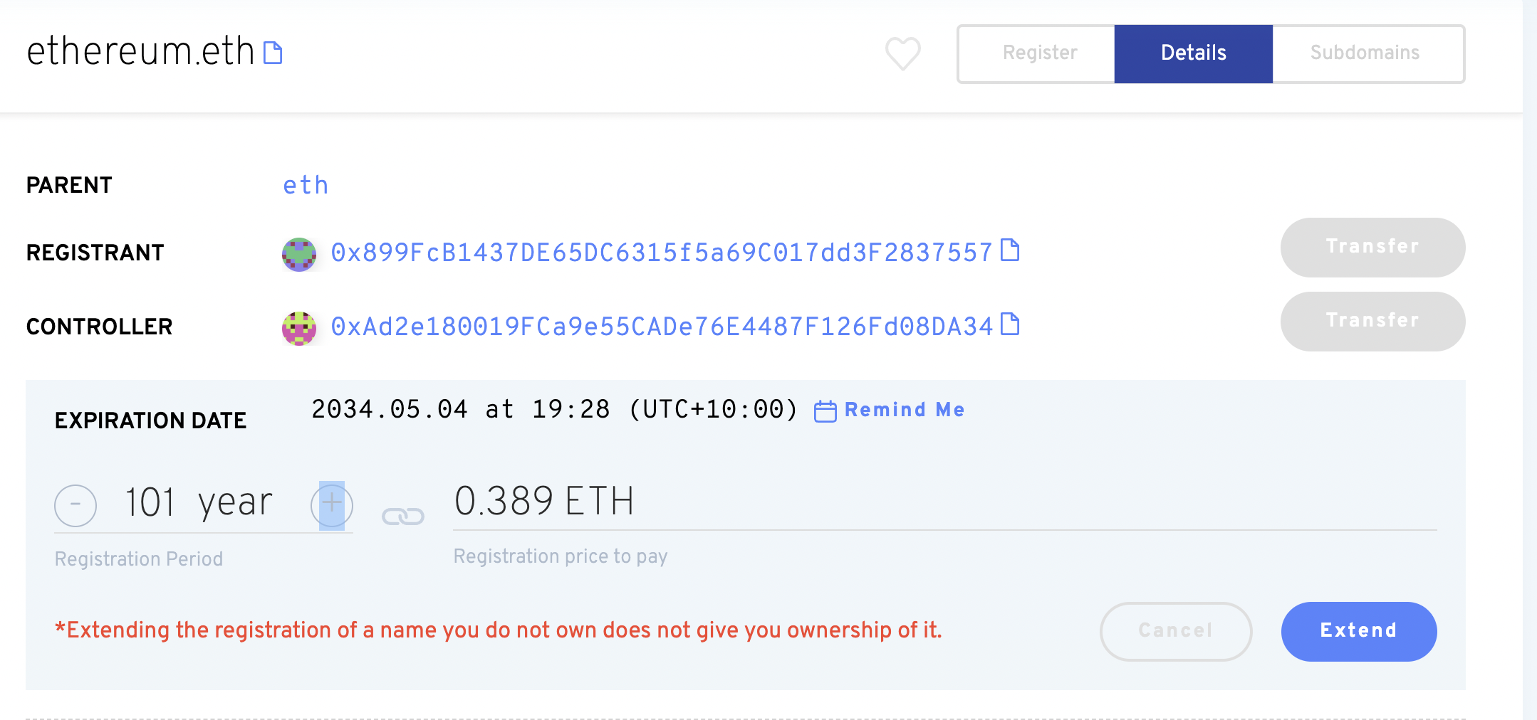ETH Renewal ETH Renewal