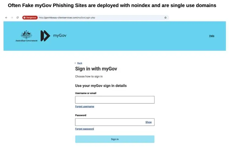 fake mygov phishing site