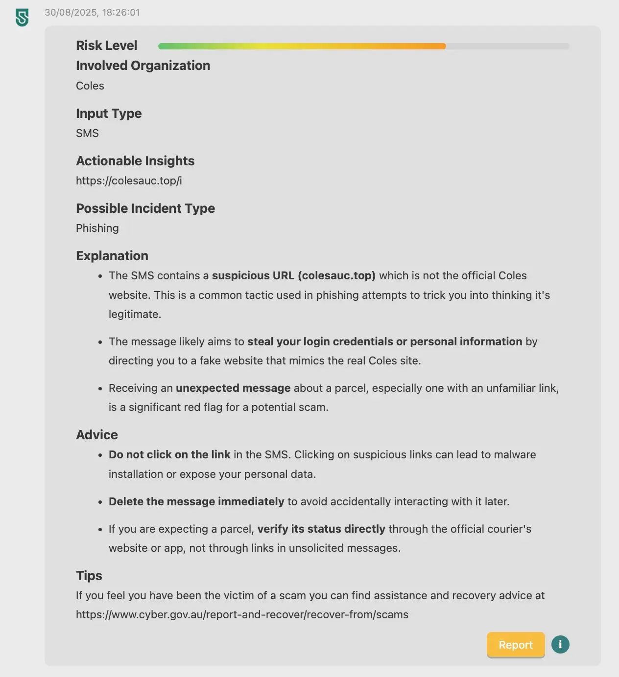 scam report analysis
