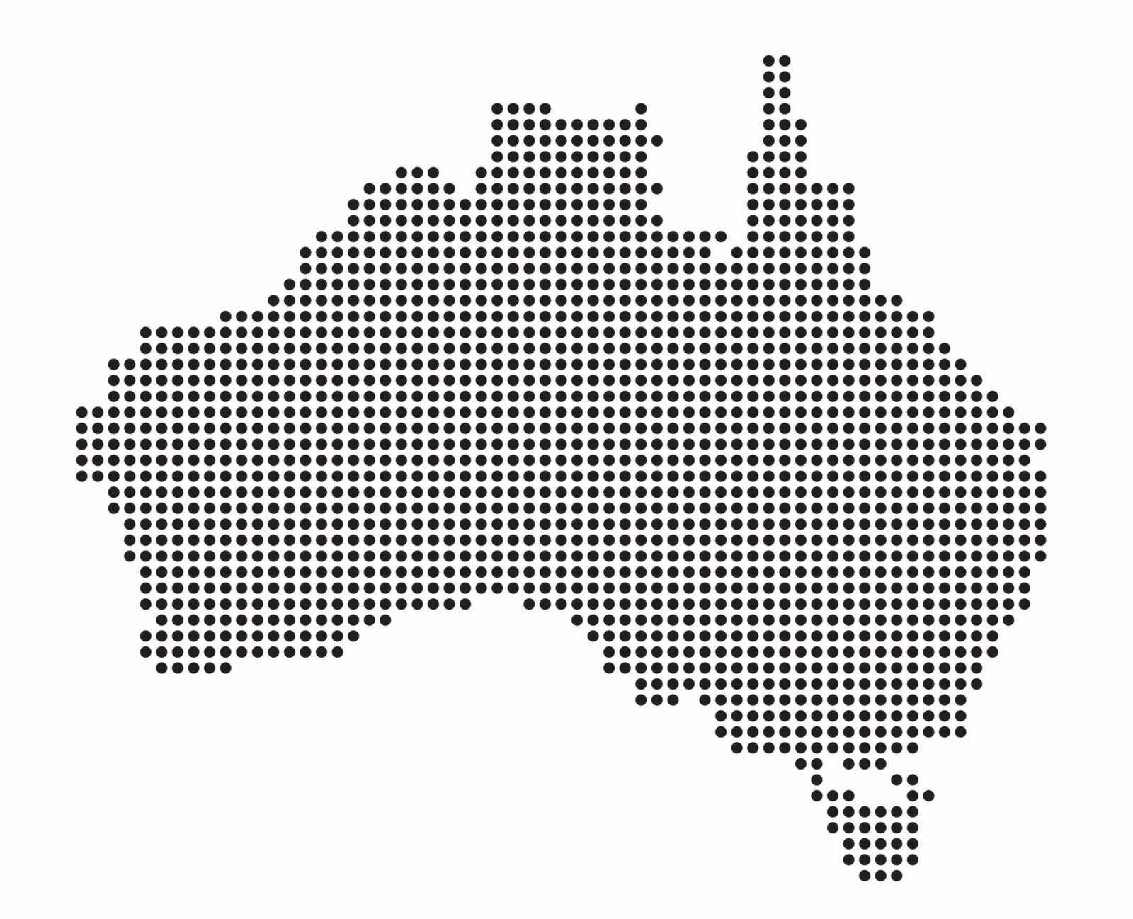 Australia country map made from abstract halftone dot pattern