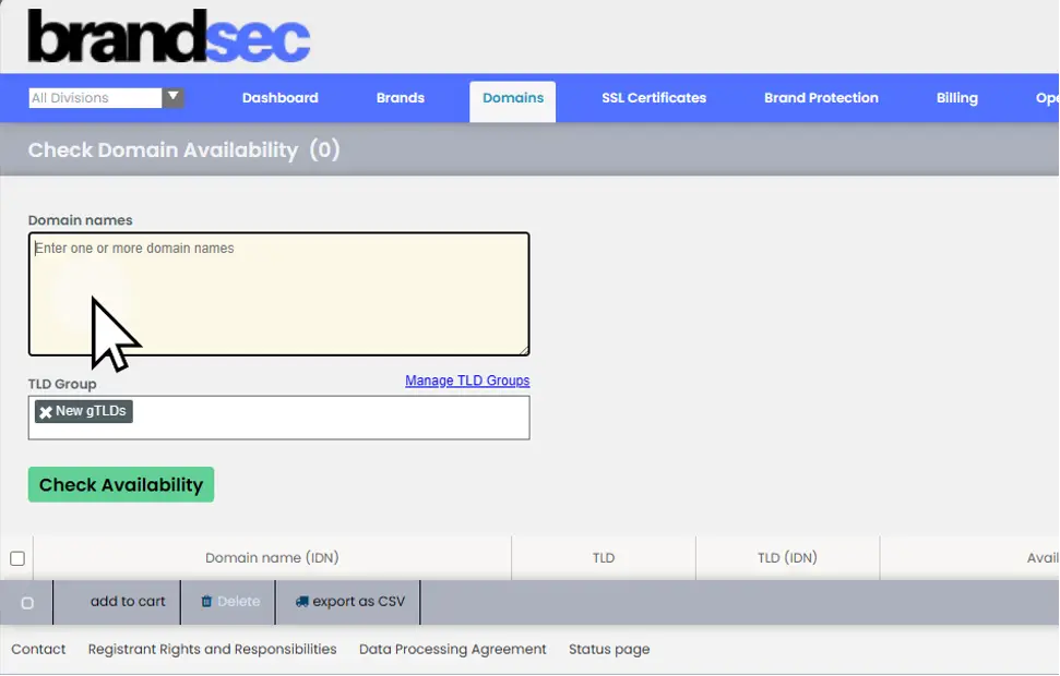 2. Click "Domains" and Choose "Register"